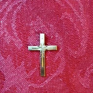 14k Gold Cross. Imported 14k Turkish Gold 1" Pendant & .70gtlw Imported